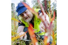 Image Metsa employee working on the ground under some grass